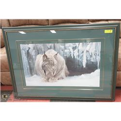 DOZING LYNX PRINT BY ROBERT BATEMAN 43 X 31