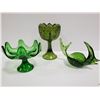 Image 1 : 3 PIECES OF GREEN ART GLASS ITEMS