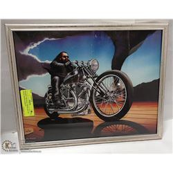 FRAMED ORIGINAL BIKER ART BY DAVID MANN HARLEY
