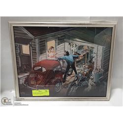 FRAMED ORIGINAL BIKER ART BY DAVID MANN HARLEY