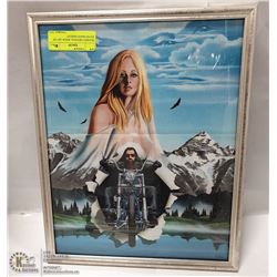 FRAMED ORIGINAL BIKER ART BY DAVID MANN HARLEY