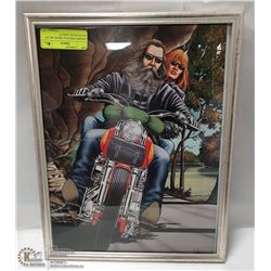 FRAMED ORIGINAL BIKER ART BY DAVID MANN HARLEY