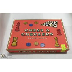 VINTAGE CHESS & CHECKER GAME IN BOX