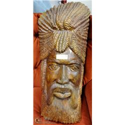 HEAVY SOLID WOOD "RASTUS" CARVED HEAD 33" TALL