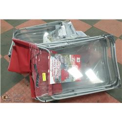 6 FOLDING LAWN CHAIRS 4 RED & 2 GREY