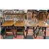 Image 1 : SET OF 4 OAK ARROWBACK BARSTOOLS, SEAT HEIGHT 30"