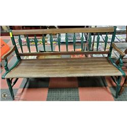 CAST IRON & WOOD BENCH, 58" WIDE