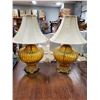 Image 1 : PAIR OF VINTAGE AMBER GLASS TABLE LAMPS