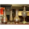 Image 1 : LOT OF 4 ETCHED BRASS VASES. COLLECTIBLE
