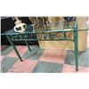 Image 1 : GLASS & GREEN METAL SOFA TABLE, 50 X 18 X 26