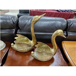 LOT OF 2 BRASS SWANS