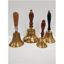 LOT OF 4 BRASS BELLS - TESTED