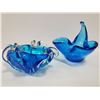 Image 1 : LOT OF 2 BLUE ART GLASS PIECES