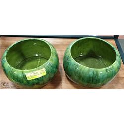 2 JENKINS CERAMICS GLAZED POTS 9" DIAMETER