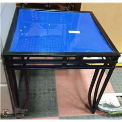 END TABLE - BLACK WITH BLUE TOP