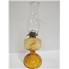Image 1 : VINTAGE AMBER GLASS COAL OIL LAMP 18" TALL