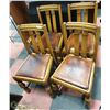 Image 3 : 4 VINTAGE CARVED OAK DINING ROOM CHAIRS