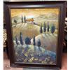 Image 1 : WOOD FRAMED HILLSIDE SCENE - 27"L X 33"H -
