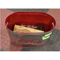 BRASS MAGAZINE RACK C/W COCA COLA ADVERTISING