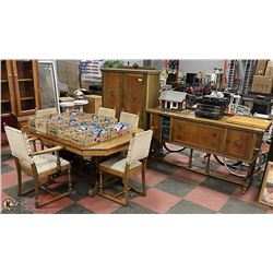8PC ANTIQUE WALNUT DINING SET: INCLUDES TABLE