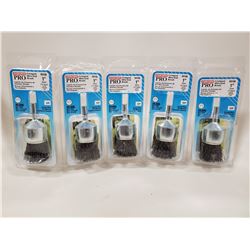 LOT OF 5 CRIMPED WIRE END BRUSH 1 INCH