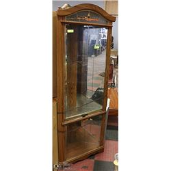 CORNER CURIO CABINET, 26 X 75 X 16