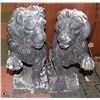 Image 1 : PAIR OF CEMENT LIONS (ONE DAMAGED), 23" TALL