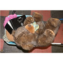 TOTE OF MISC & STUFFED ANIMALS