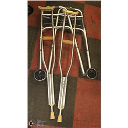PAIR OF ALUMINUM CRUTCHES & WALKER