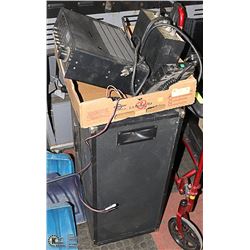 REALISTIC AMP, TWO 30" SPEAKERS, TRUCK AMP & CB