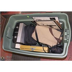 LARGE GREEN TOTE WITH ASSORTED ESTATE ITEMS