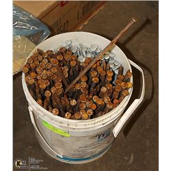 BUCKET OF SPIKES & CARRIAGE BOLTS 10" LONG