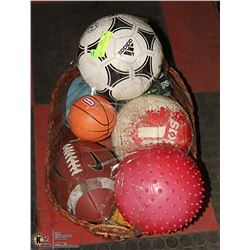 BASKET OF SPORTS AND PLAY BALLS
