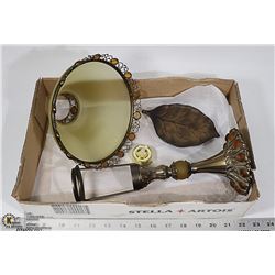 PARTYLITE  DECORATIVE LAMP,AMBER GLASS INSERTS