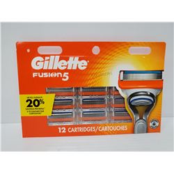 12 PACK OF GILLETTE FUSION 5 SHAVING CARTRIDGES