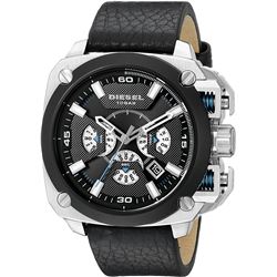 NEW DIESEL 57MM TRIPLE CHRONO BLACK DIAL MSRP $399