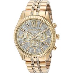 NEW MICHAEL KORS 44MM GOLD TONE LEXINGTON MSRP$499