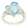 Image 5 : 14k White Gold 4.33 ctw Pear & Round Swiss Blue Topaz Ring w/ 2 Diamond Accents