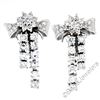 Image 2 : Vintage 18kt White Gold 2.45 ctw Round Diamond Bow Ribbon Dangle Earrings