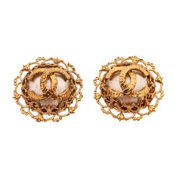 Chanel Vintage Gold-Tone Faux Pearl Clip-On Earrings