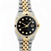Image 2 : Rolex Mens 2 Tone 14K Black Diamond 36MM Datejust Wriswatch