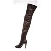 Image 5 : Chanel Black Leather Thigh-High Pearl Heel Boots Heels 38.5