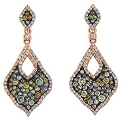 14k Rose Gold 1.69CTW Diamond and Multicolor Dia Earrings, (I1/I)