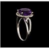 Image 4 : 14KT White Gold 3.95 ctw Amethyst and Diamond Ring