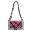 Image 1 : Chanel Grey Multicolor Lizard Medium Chevron Boy Bag