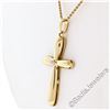 Image 6 : Italian 18kt Yellow Gold Round Diamond Polished Cross Pendant Necklace