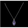 Image 1 : 20.72 ctw Tanzanite and Diamond Pendant With Chain - 14KT White Gold