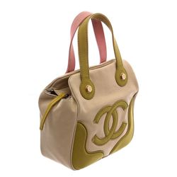 Chanel Beige Green Pink Canvas CC Tote Bag