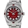Image 2 : Rolex Womens Midsize 31mm Red Vignette String Diamond & Ruby Datejust Wristwatch