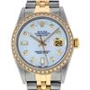 Image 2 : Rolex Mens 2 Tone 14K Mother Of Pearl Baguette Diamond Datejust Wristwatch